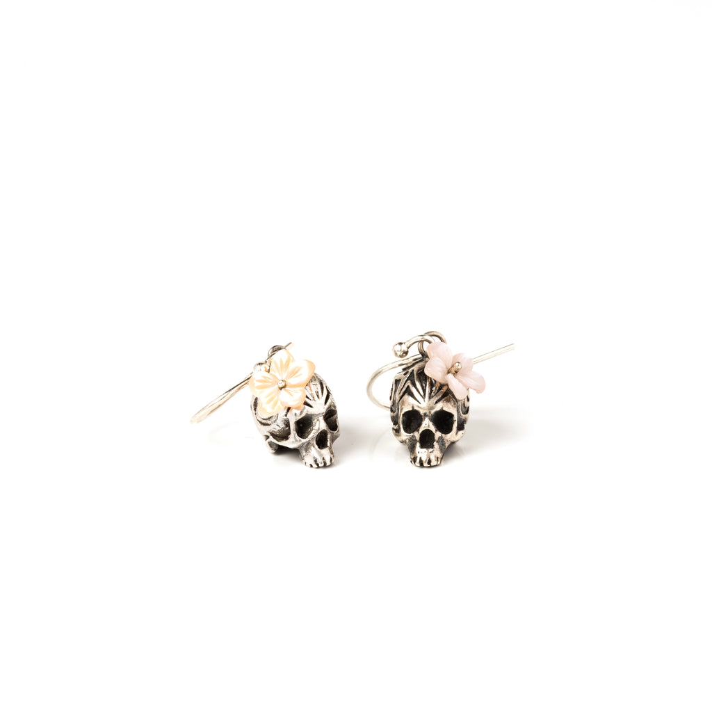 Skull and Flower- Silver